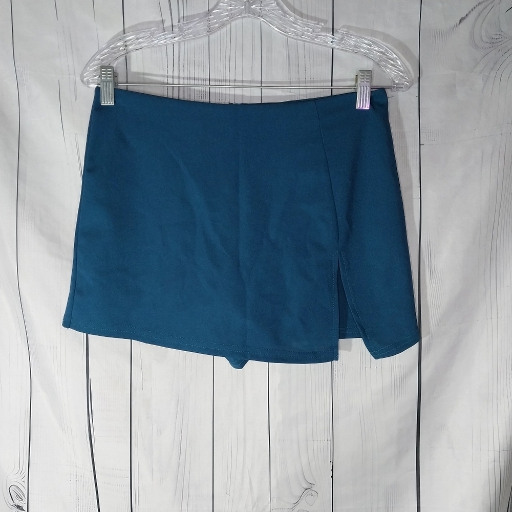Y2K 90"s Teal Mini Side Slit Skort